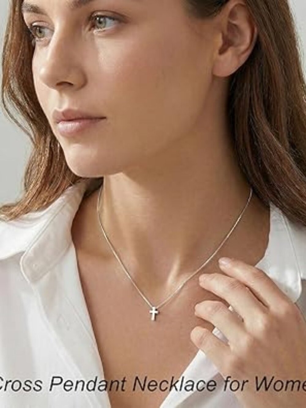 Silver Cross Necklace Dainty Non Tarnish Pendant Statement
